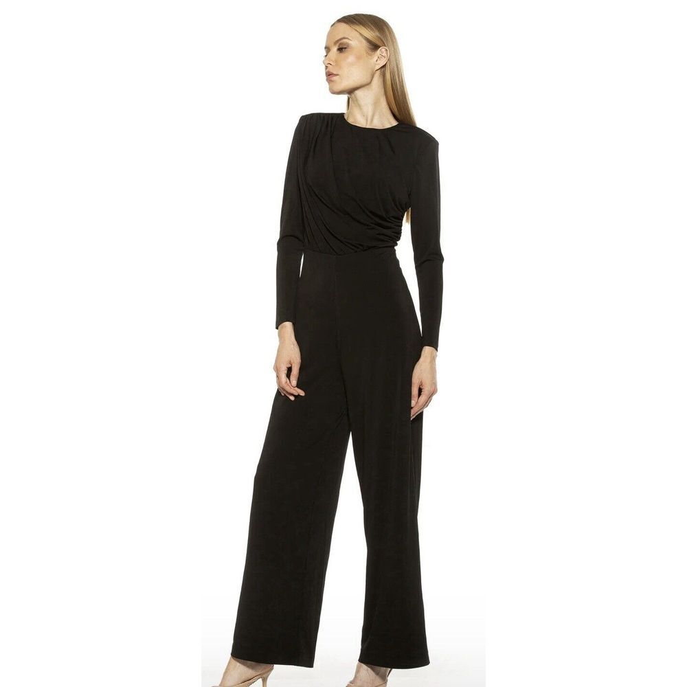 Alexia Admor Women's MILAN JUMPSUIT wide long leg long‎ sleeve Size Small NWT - Picture 15 of 16